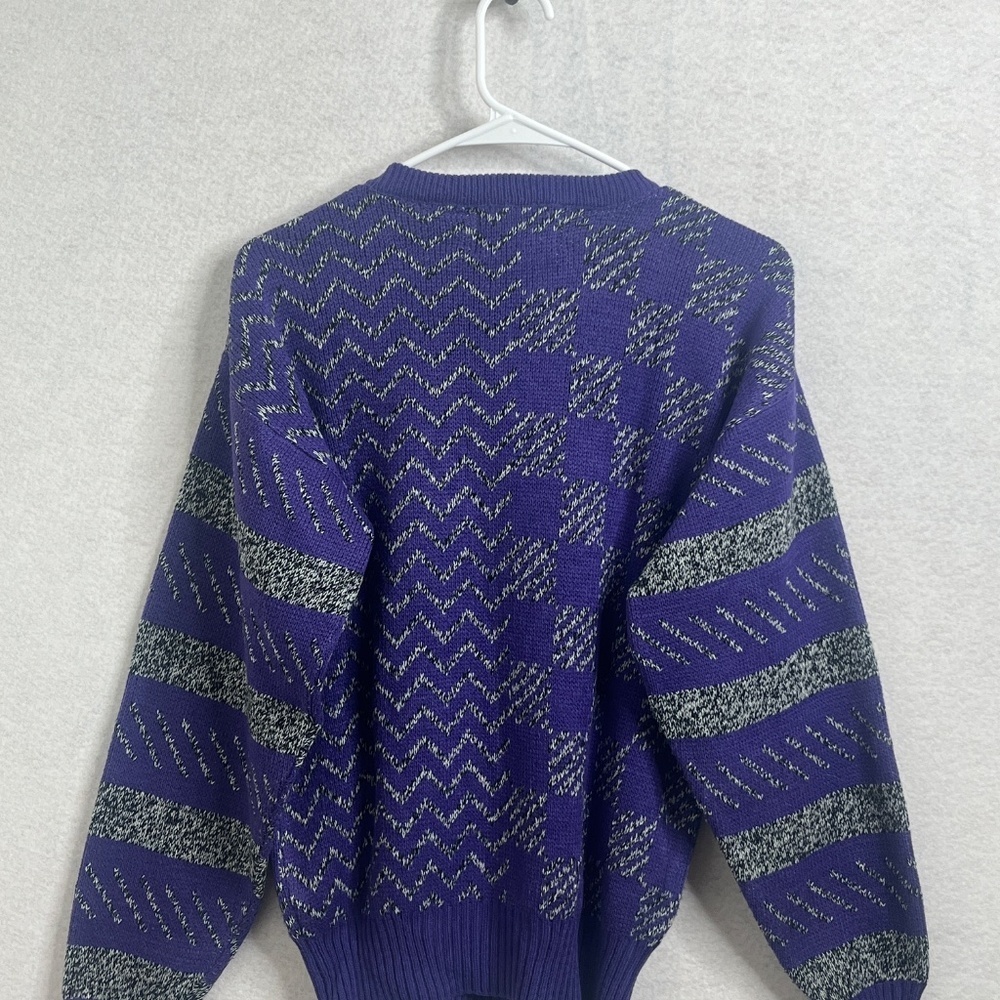 Vintage Gabrielle New York Purple Geometric Knit Sweater Medium - Picture 2 of 4